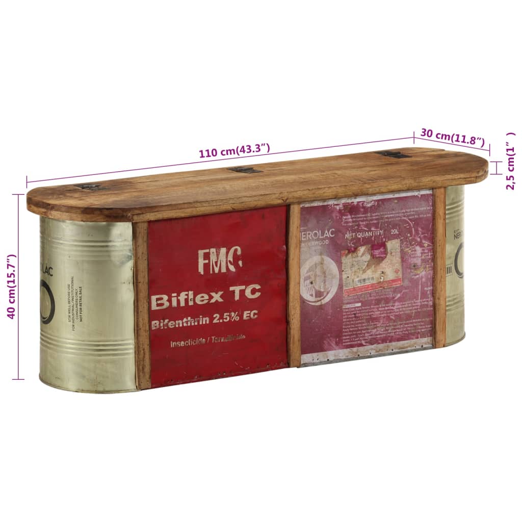 Banc de rangement/buffet 120x30x40 cm bois de récupération - XIOS