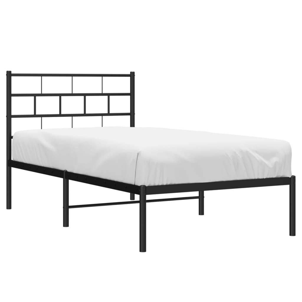 Cadre de lit métal sans matelas avec tête de lit noir 75x190 cm - XIOS