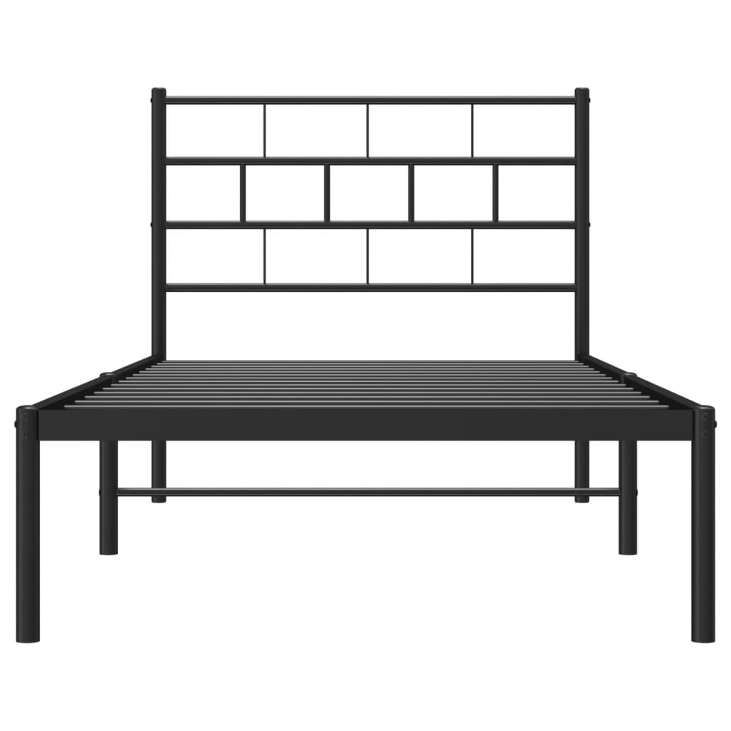 Cadre de lit métal sans matelas avec tête de lit noir 75x190 cm - XIOS