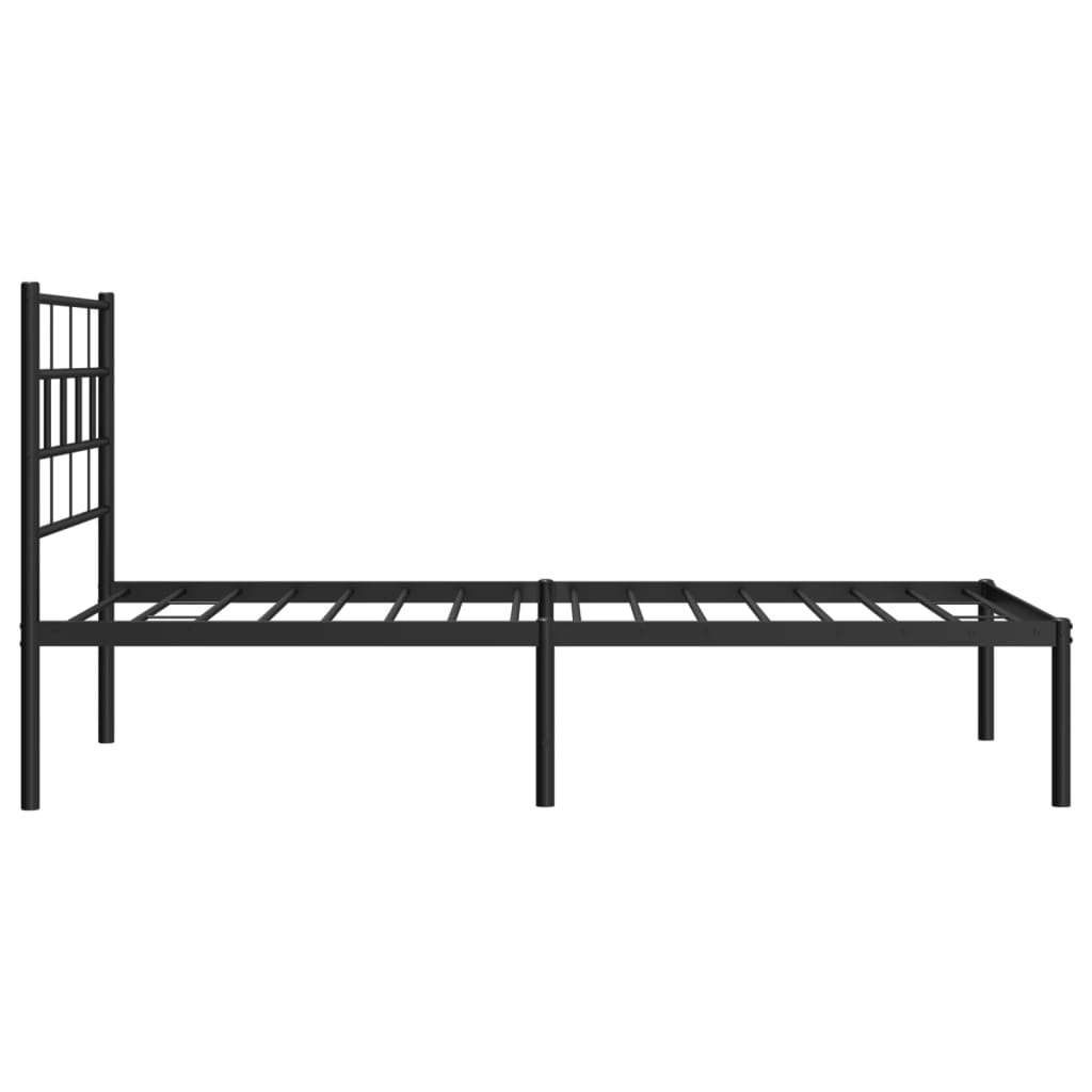 Cadre de lit métal sans matelas avec tête de lit noir 75x190 cm - XIOS