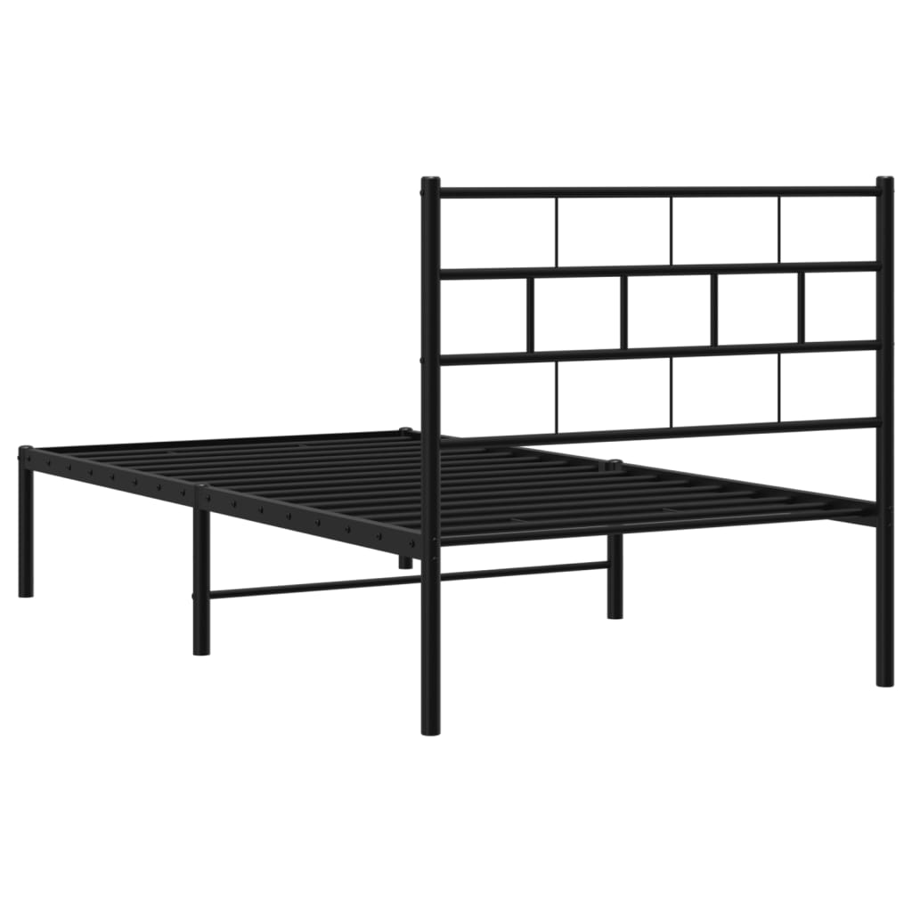 Cadre de lit métal sans matelas avec tête de lit noir 75x190 cm - XIOS