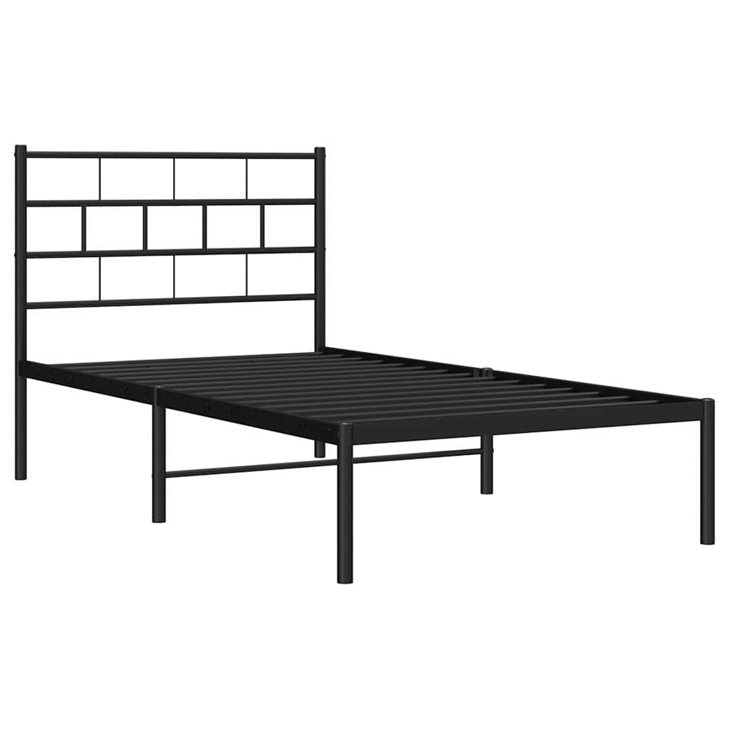 Cadre de lit métal sans matelas avec tête de lit noir 100x190cm - XIOS