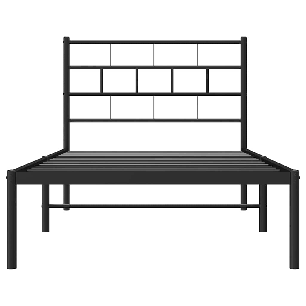 Cadre de lit métal sans matelas avec tête de lit noir 100x190cm - XIOS