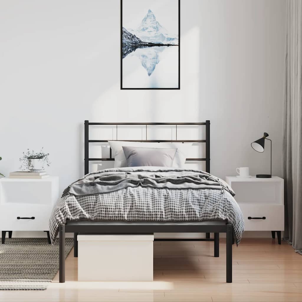 Cadre de lit métal sans matelas avec tête de lit noir 100x200cm - XIOS