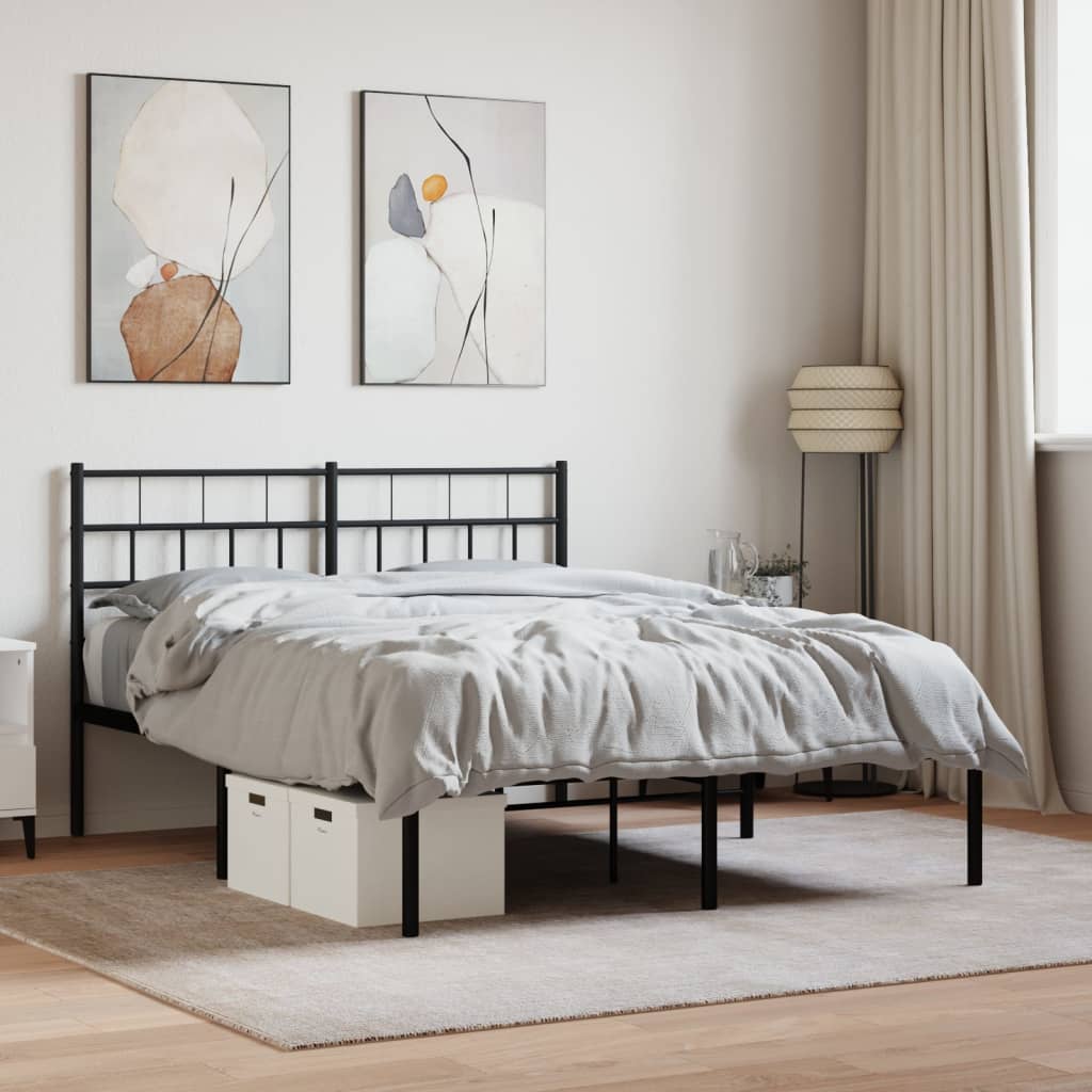 Cadre de lit métal sans matelas avec tête de lit noir 140x190cm - XIOS