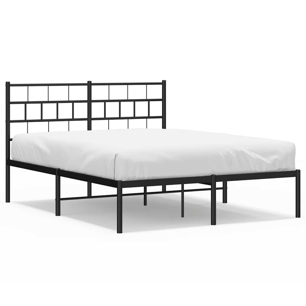 Cadre de lit métal sans matelas avec tête de lit noir 150x200cm - XIOS