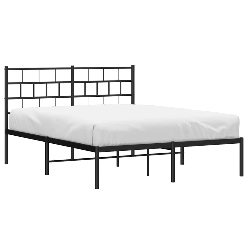 Cadre de lit métal sans matelas avec tête de lit noir 150x200cm - XIOS