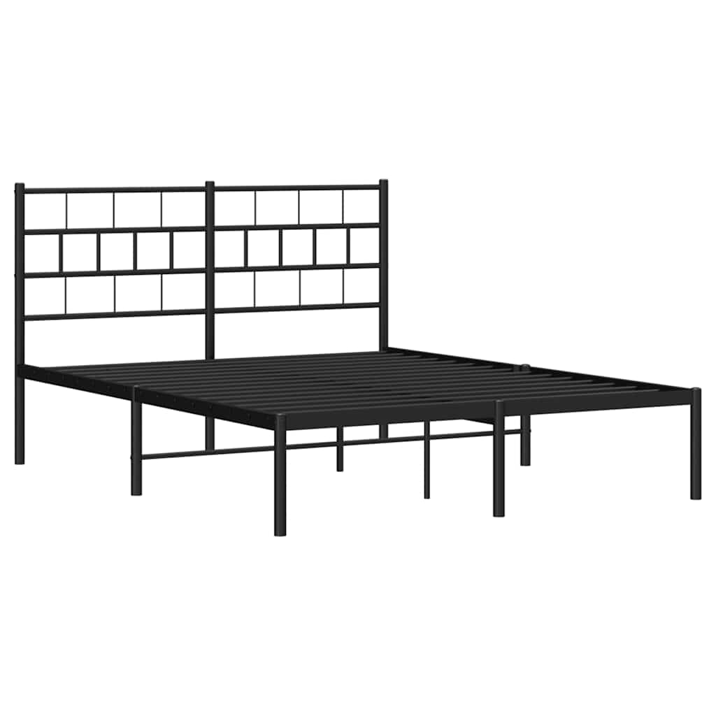 Cadre de lit métal sans matelas avec tête de lit noir 150x200cm - XIOS