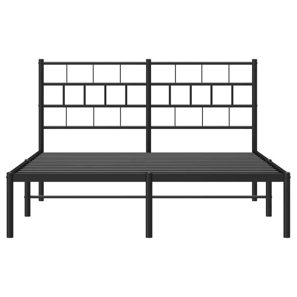 Cadre de lit métal sans matelas avec tête de lit noir 150x200cm - XIOS