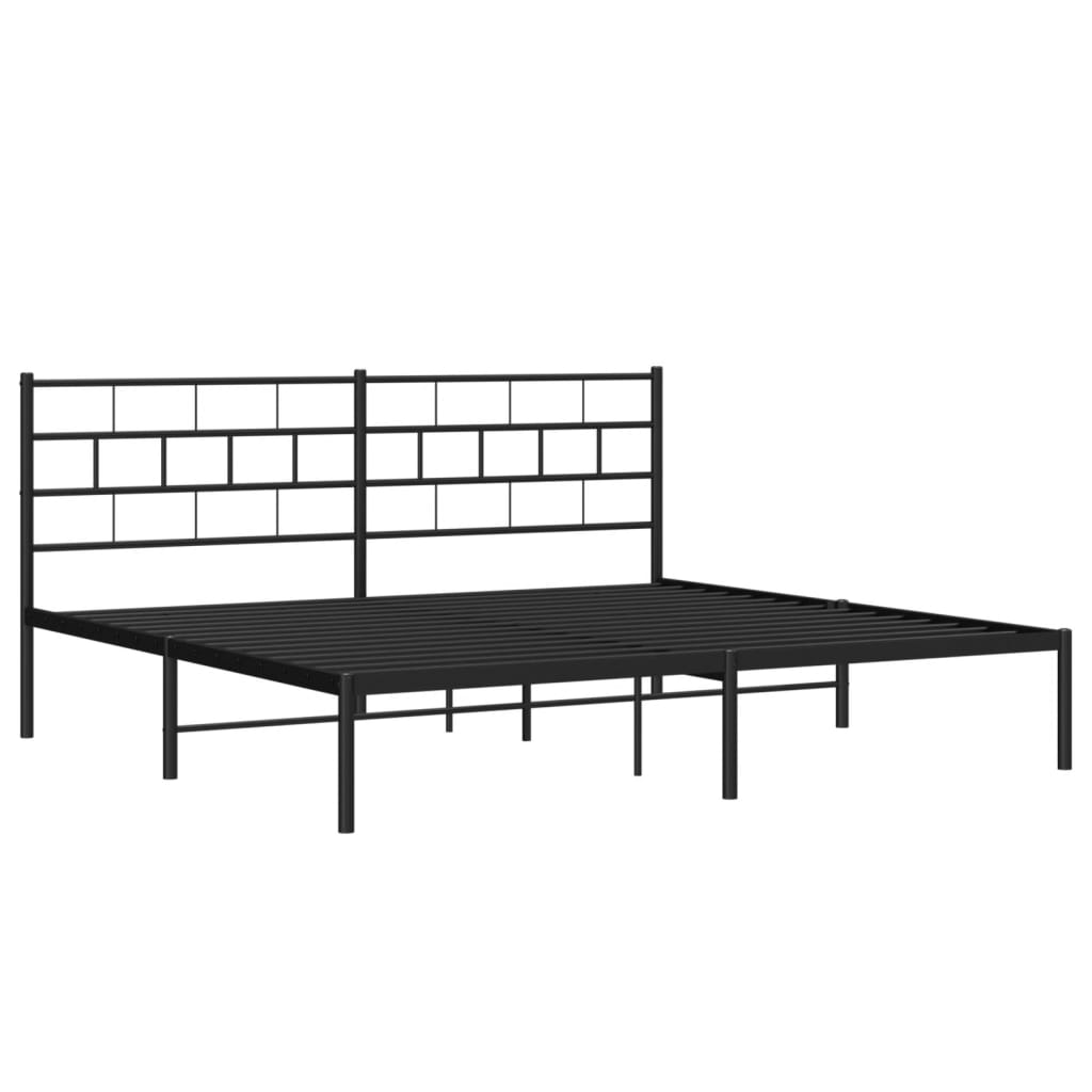 Cadre de lit métal sans matelas et tête de lit noir 180x200 cm - XIOS
