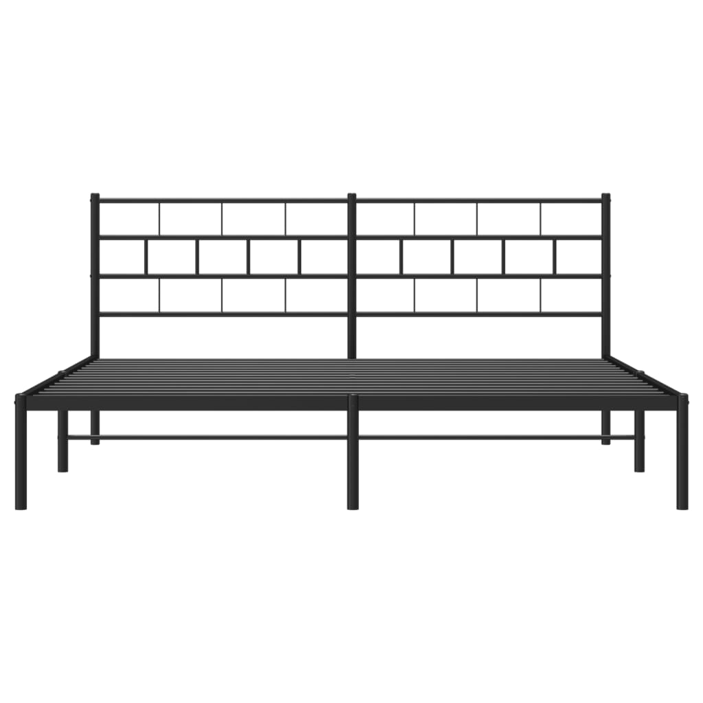 Cadre de lit métal sans matelas et tête de lit noir 180x200 cm - XIOS