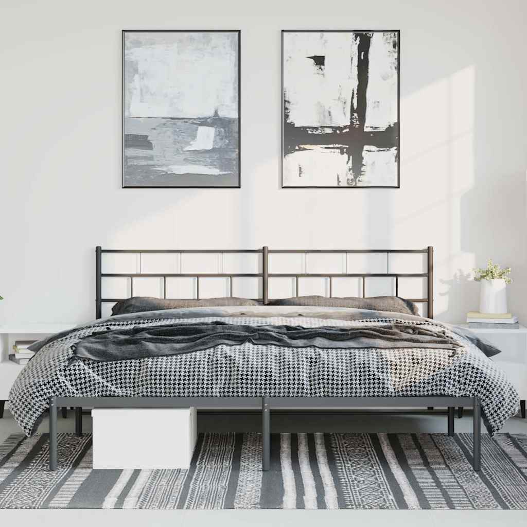 Cadre de lit métal sans matelas avec tête de lit noir 183x213cm - XIOS