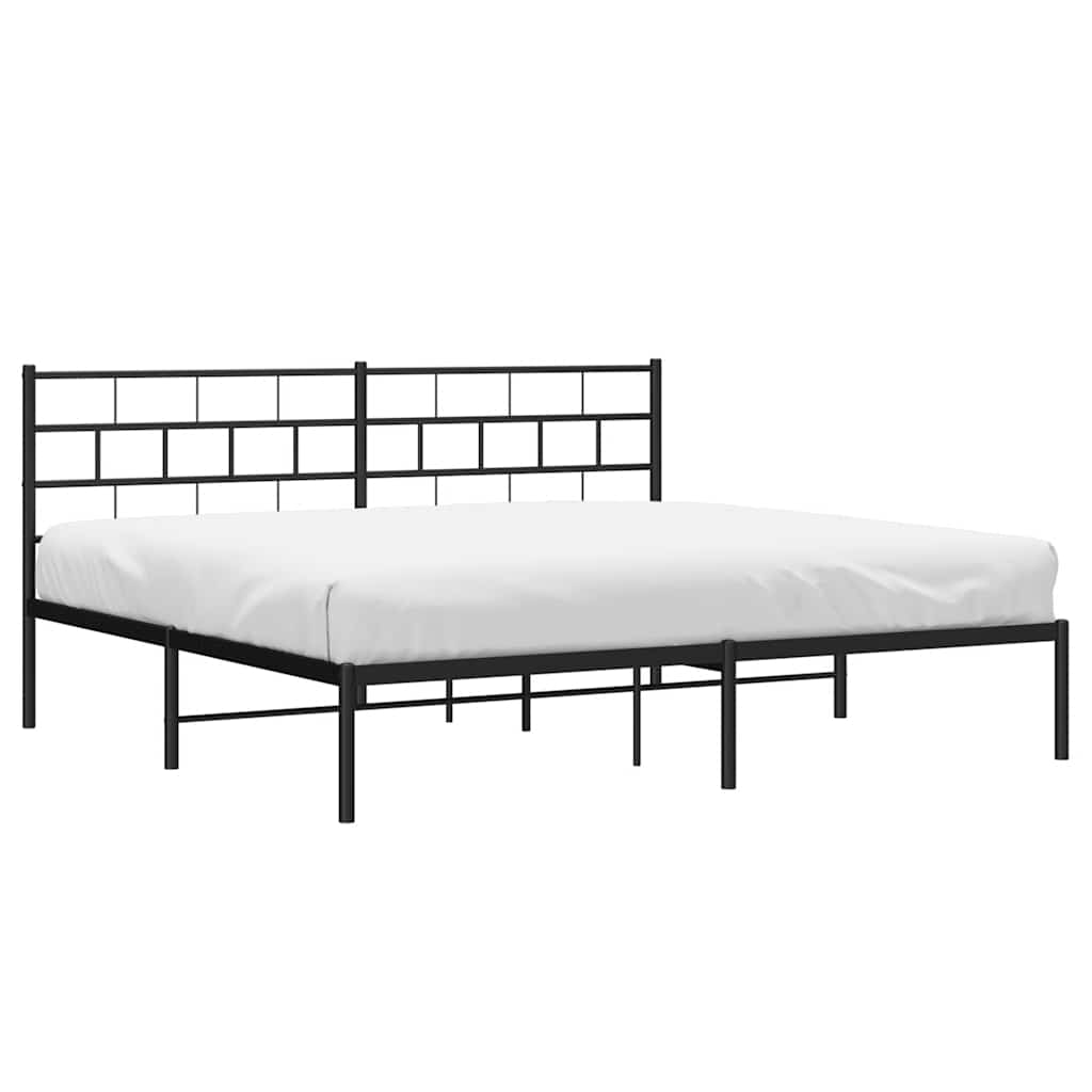 Cadre de lit métal sans matelas avec tête de lit noir 193x203cm - XIOS