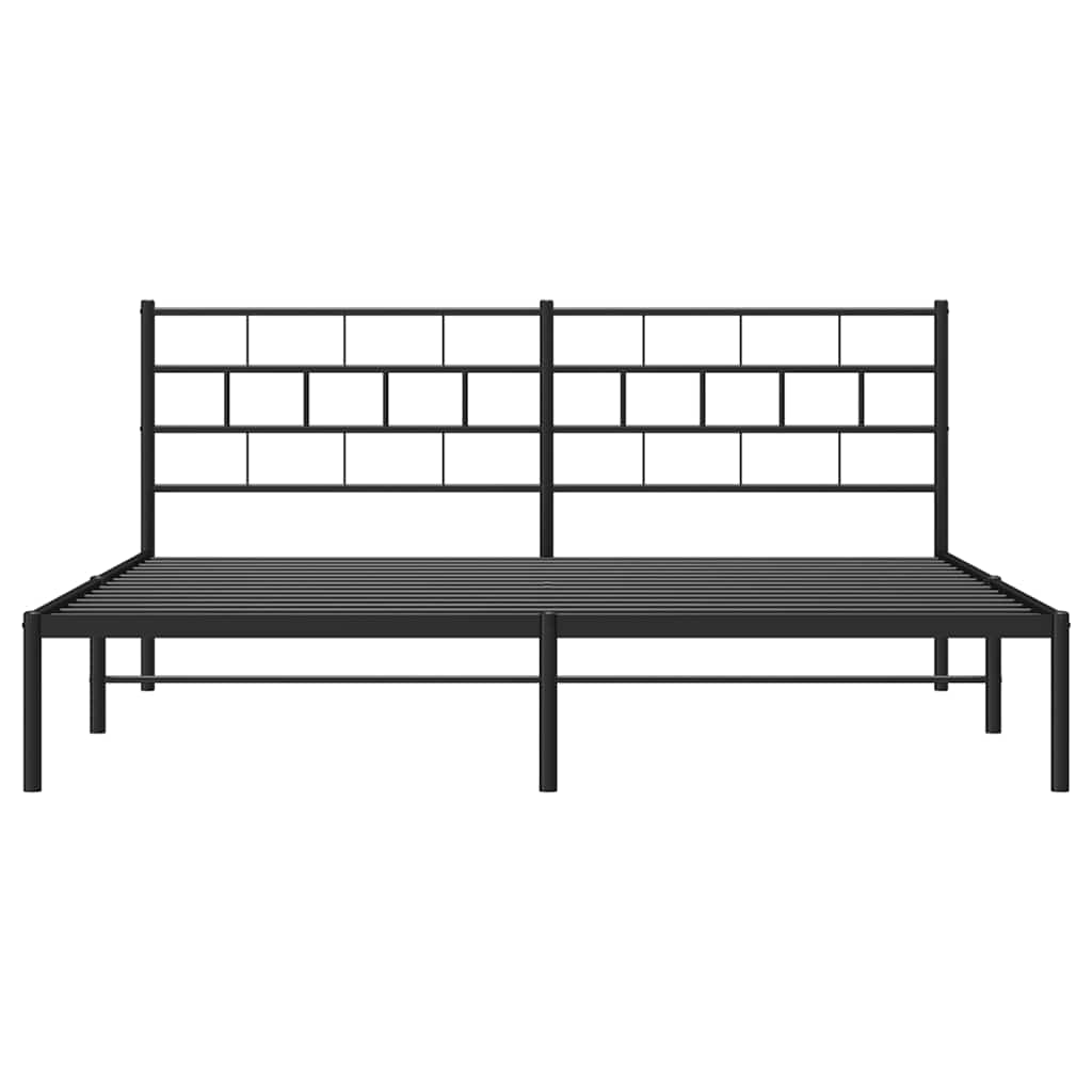 Cadre de lit métal sans matelas avec tête de lit noir 193x203cm - XIOS