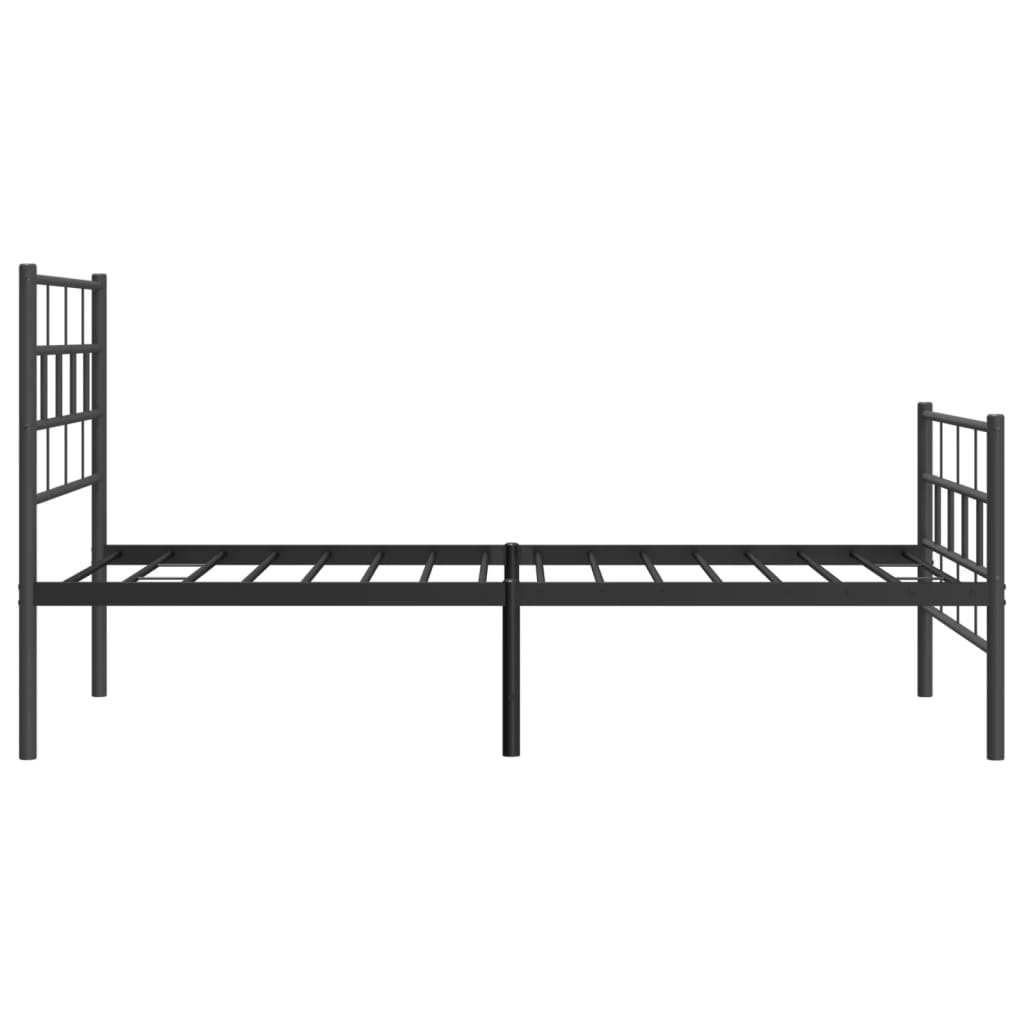 Cadre de lit métal sans matelas avec pied de lit noir 75x190 cm - XIOS