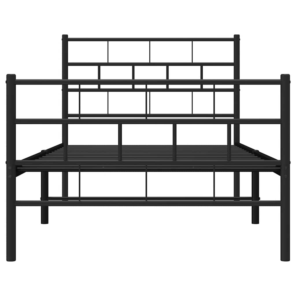Cadre de lit métal sans matelas et pied de lit noir 100x200 cm - XIOS