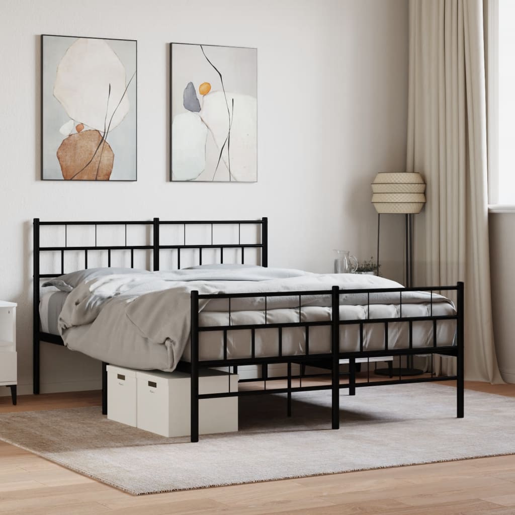 Cadre de lit métal sans matelas avec pied de lit noir 120x200cm - XIOS