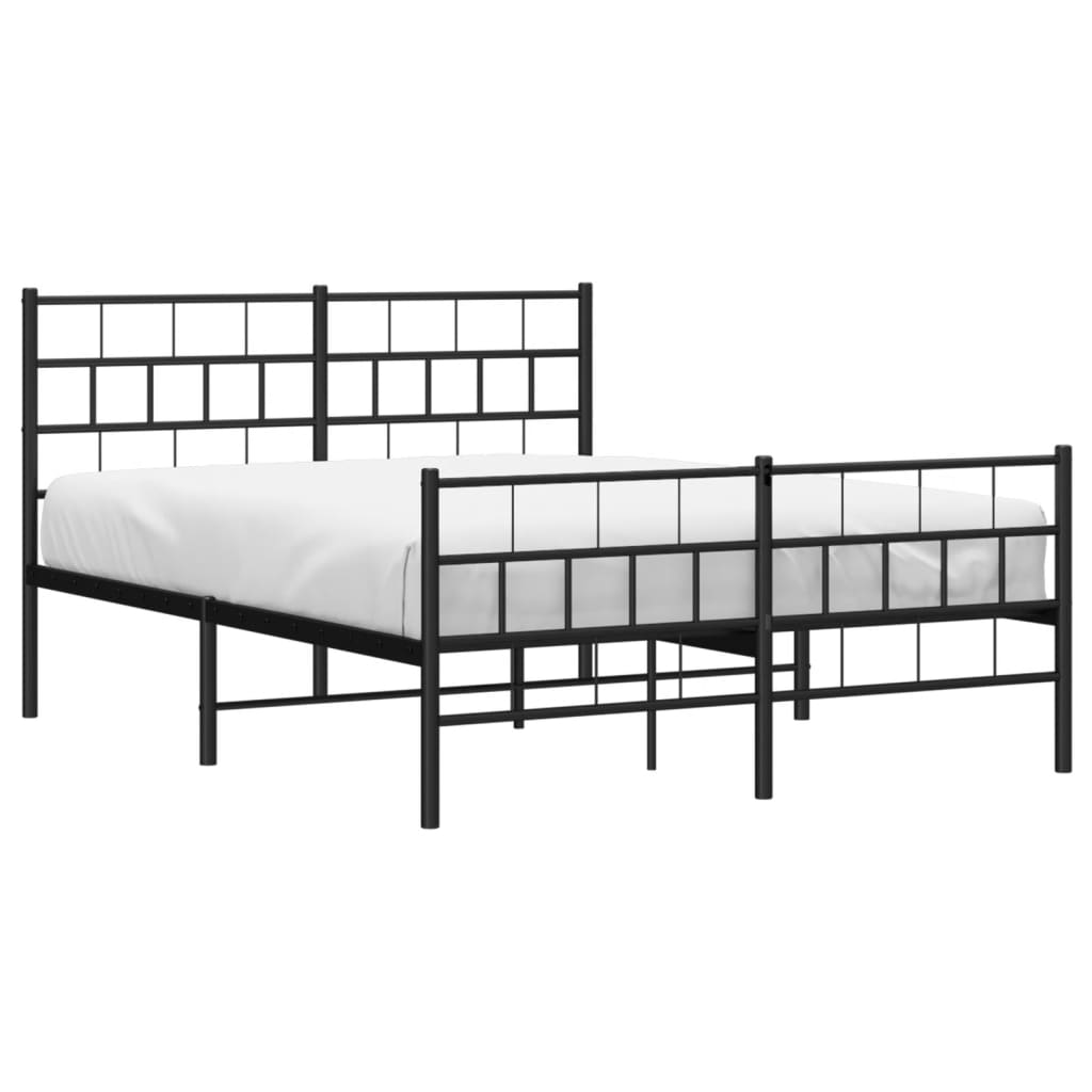 Cadre de lit métal sans matelas avec pied de lit noir 140x190cm - XIOS