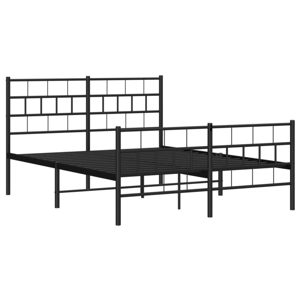 Cadre de lit métal sans matelas avec pied de lit noir 140x190cm - XIOS