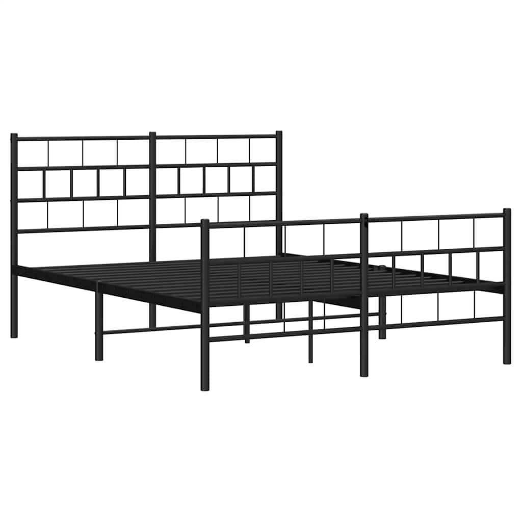 Cadre de lit métal sans matelas avec pied de lit noir 150x200cm - XIOS