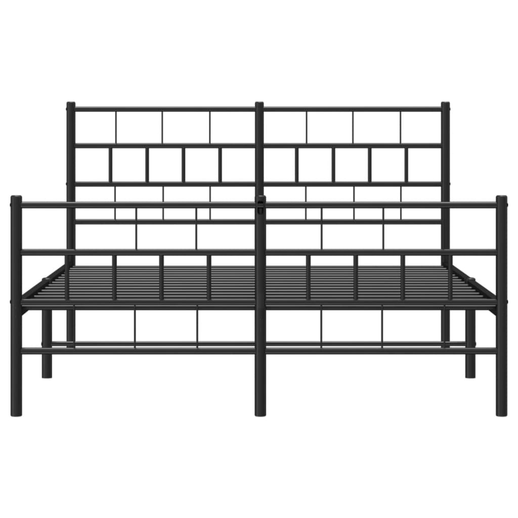 Cadre de lit métal sans matelas avec pied de lit noir 160x200cm - XIOS