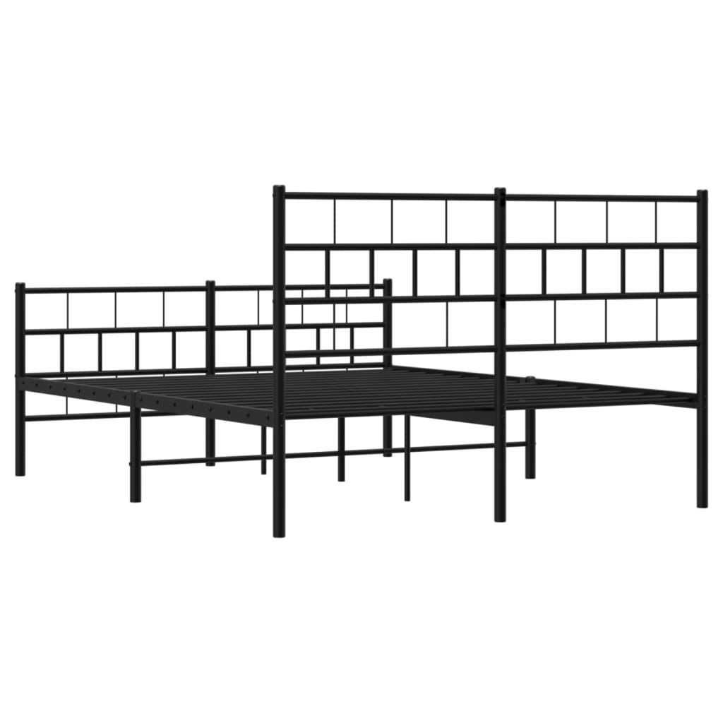 Cadre de lit métal sans matelas avec pied de lit noir 160x200cm - XIOS