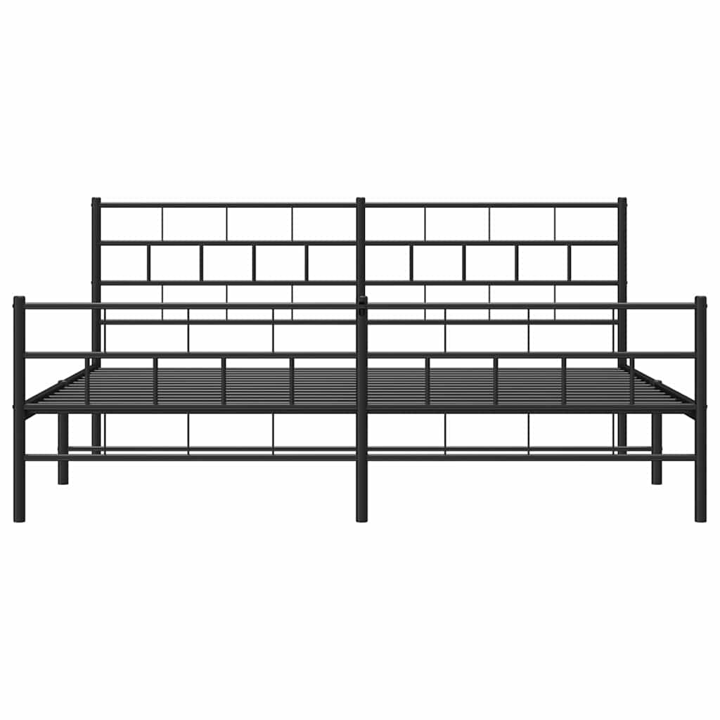Cadre de lit métal sans matelas avec pied de lit noir 183x213cm - XIOS