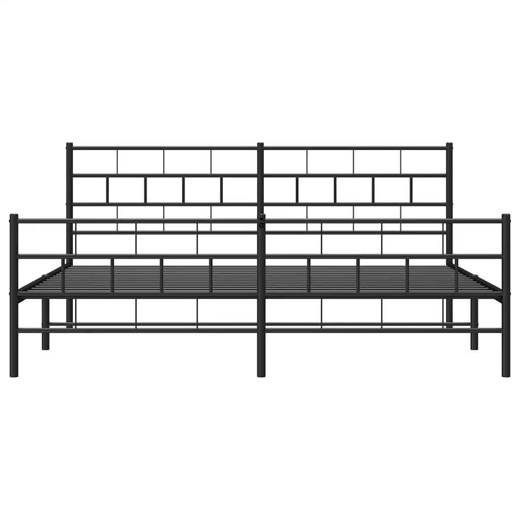 Cadre de lit métal sans matelas avec pied de lit noir 193x203cm - XIOS