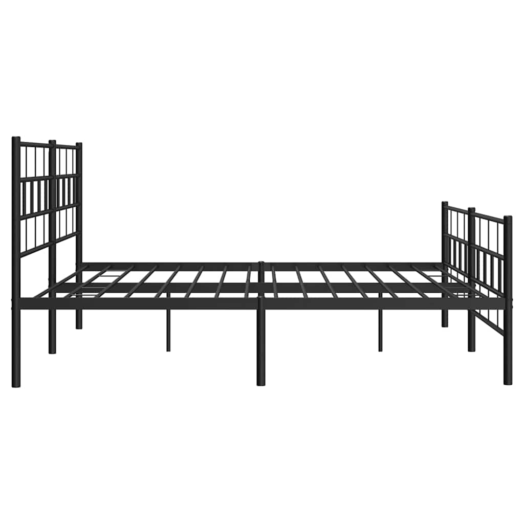 Cadre de lit métal sans matelas avec pied de lit noir 193x203cm - XIOS