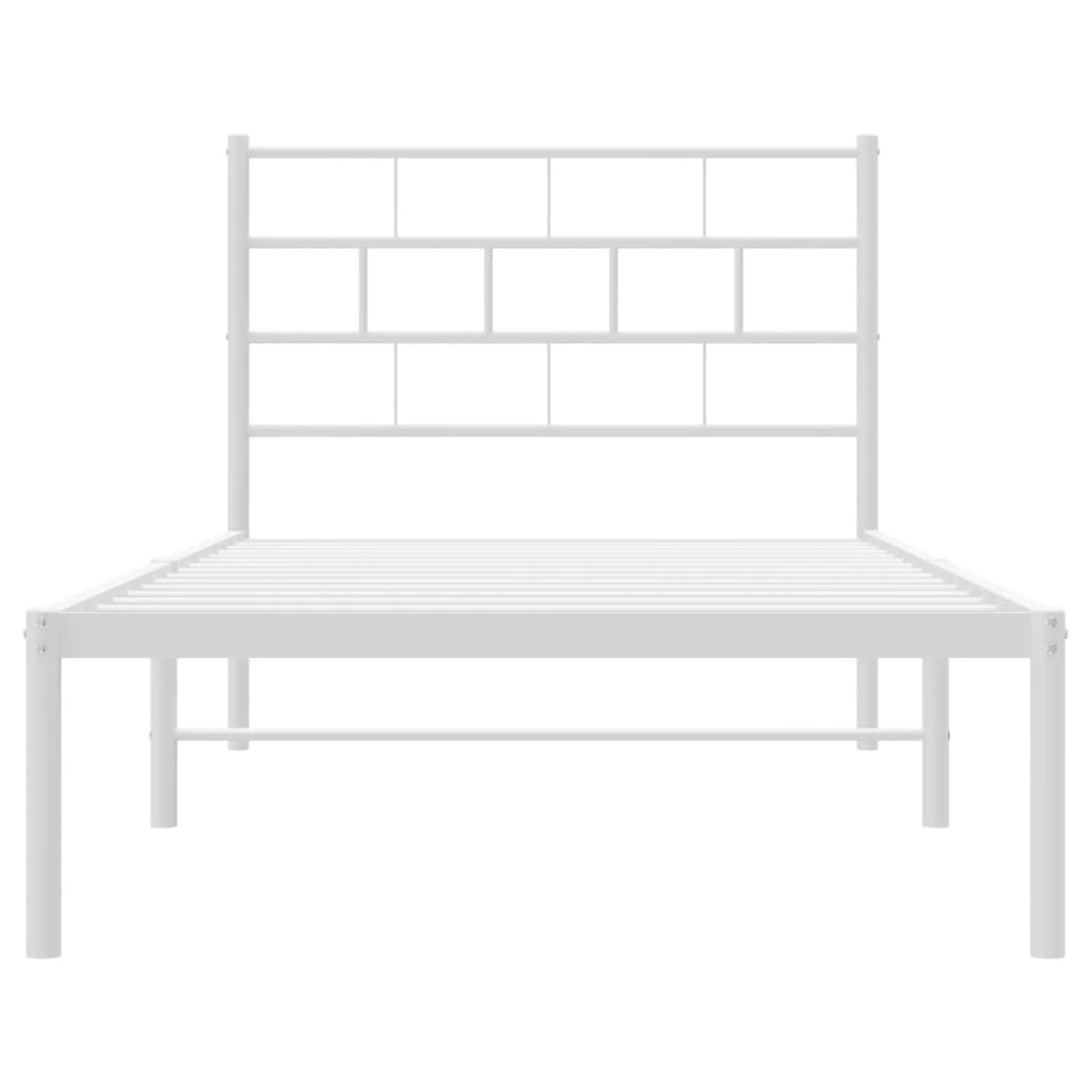 Cadre de lit métal sans matelas avec tête de lit blanc 75x190cm - XIOS