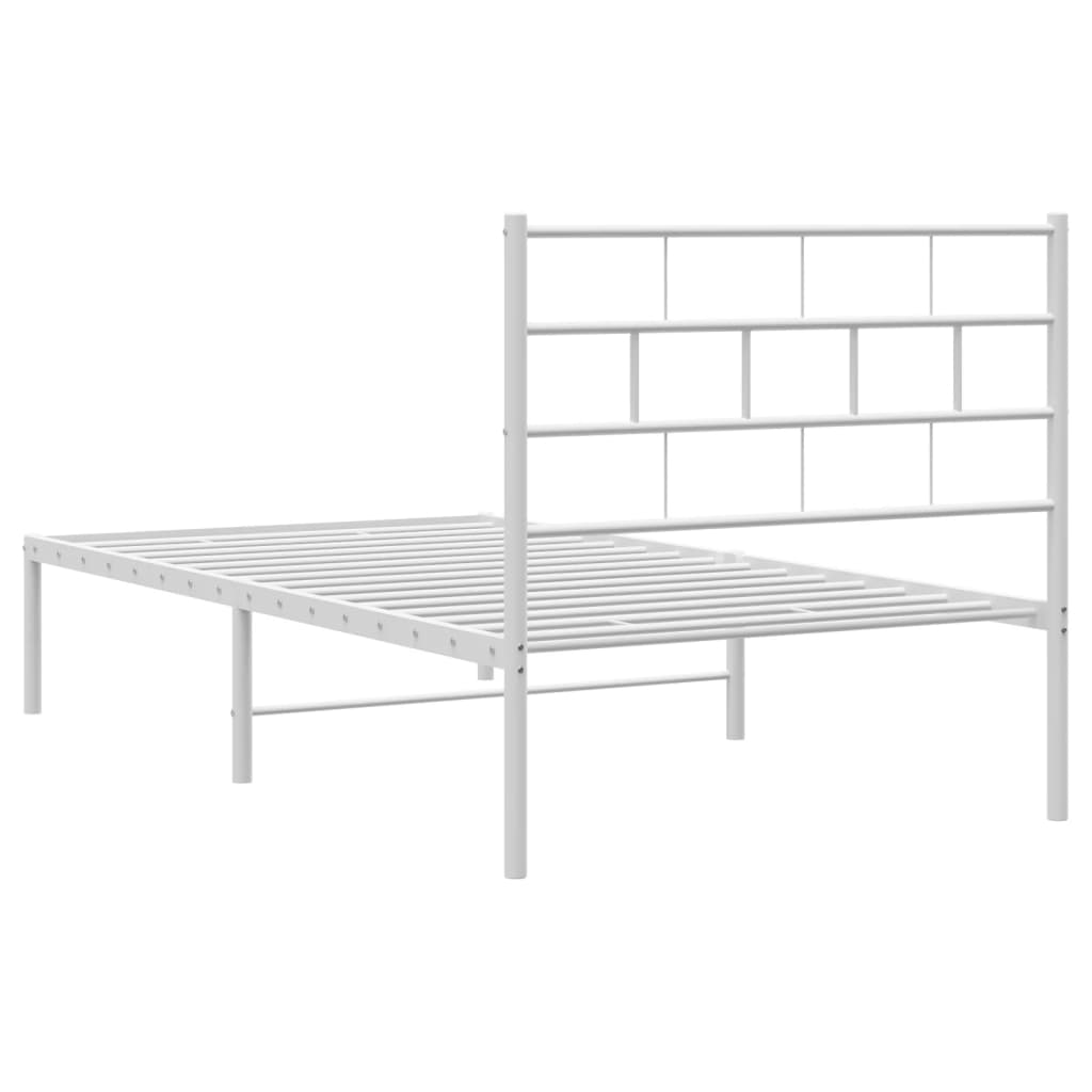 Cadre de lit métal sans matelas avec tête de lit blanc 75x190cm - XIOS