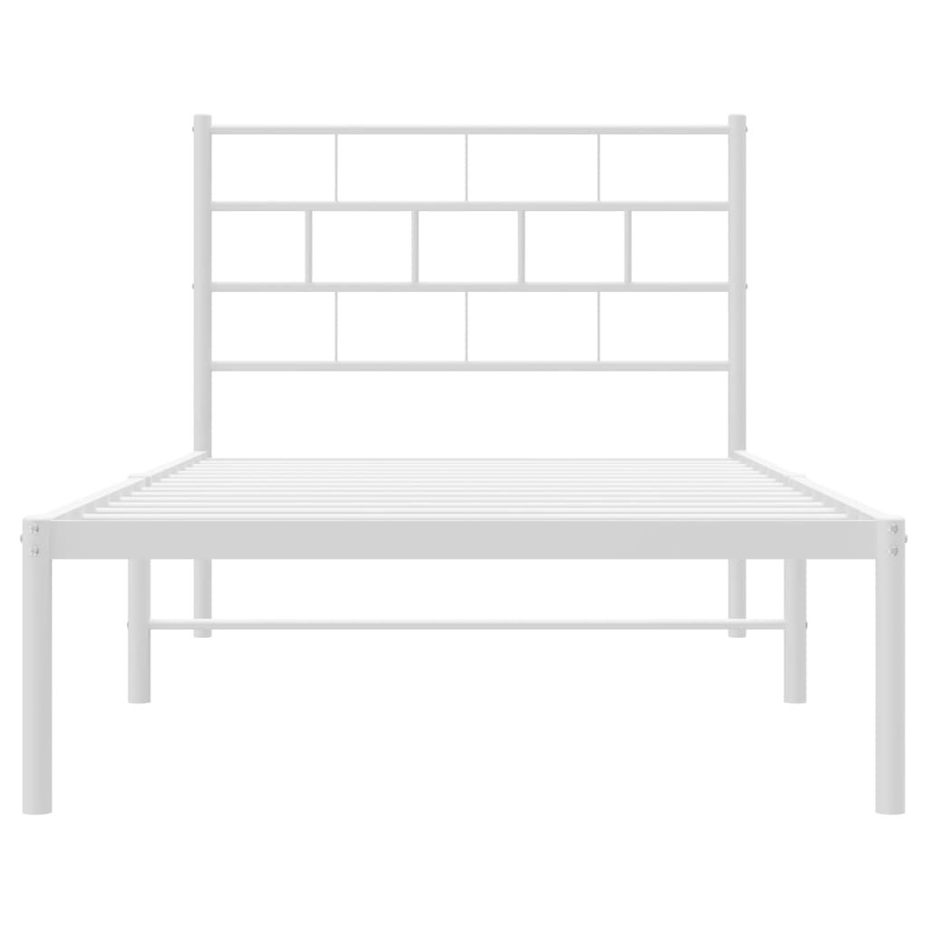 Cadre de lit métal sans matelas avec tête de lit blanc 90x190cm - XIOS