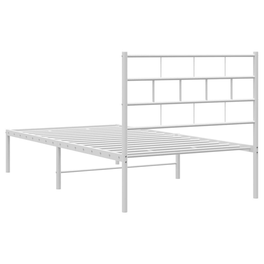 Cadre de lit métal sans matelas avec tête de lit blanc 90x190cm - XIOS