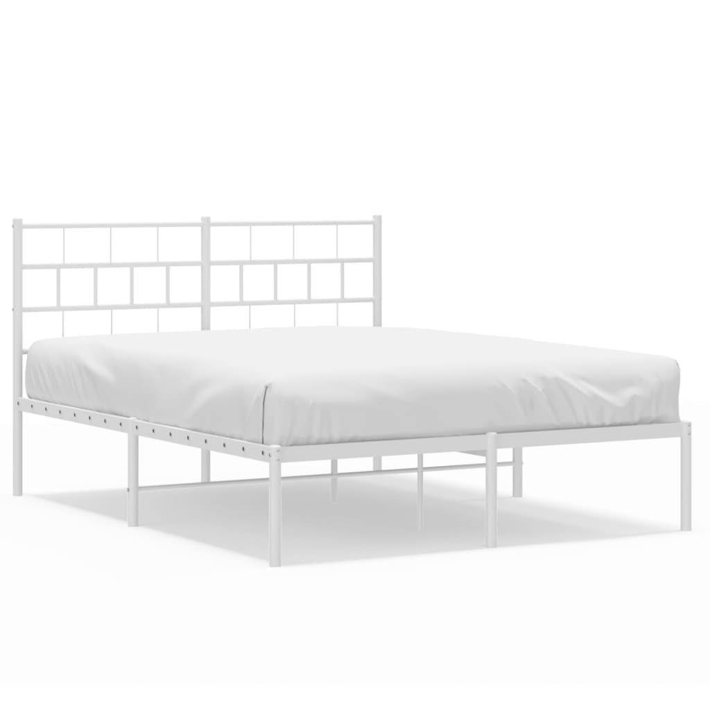 Cadre de lit métal sans matelas et tête de lit blanc 140x200 cm - XIOS