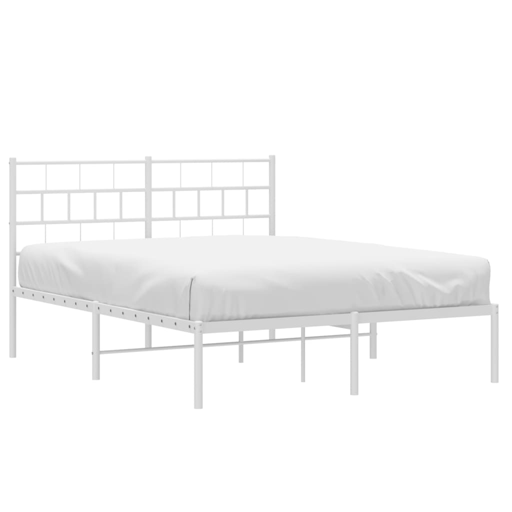 Cadre de lit métal sans matelas et tête de lit blanc 140x200 cm - XIOS