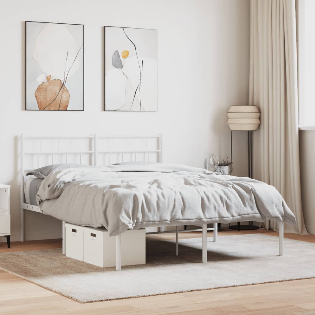 Cadre de lit métal sans matelas et tête de lit blanc 140x200 cm - XIOS
