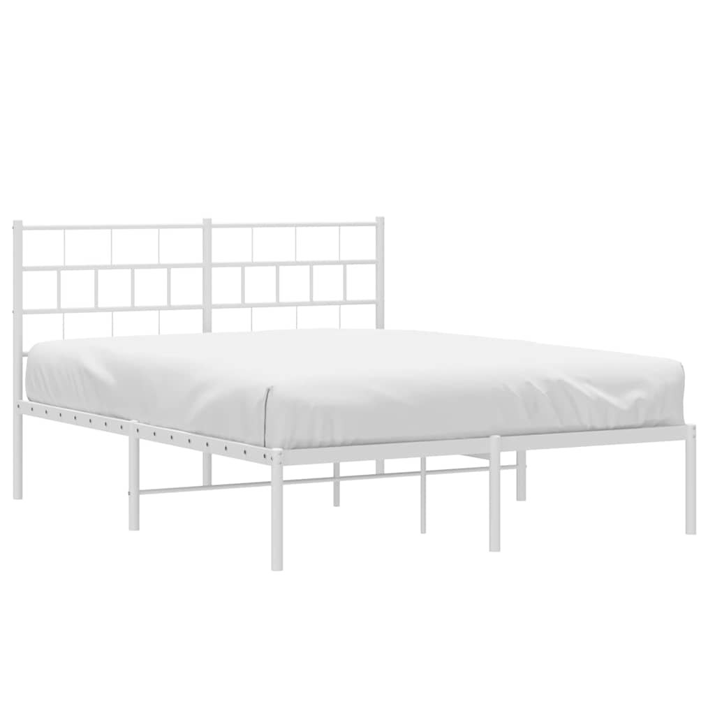 Cadre de lit métal sans matelas et tête de lit blanc 150x200 cm - XIOS