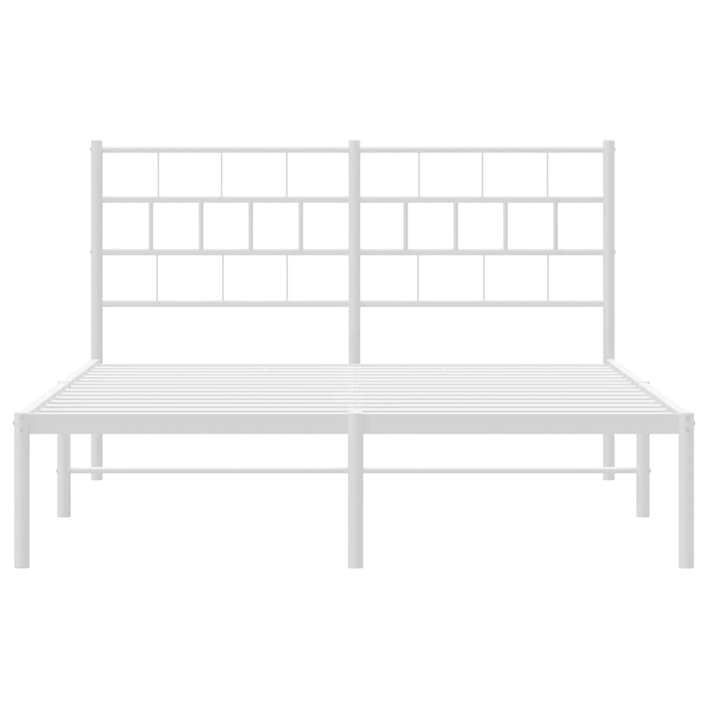 Cadre de lit métal sans matelas et tête de lit blanc 150x200 cm - XIOS