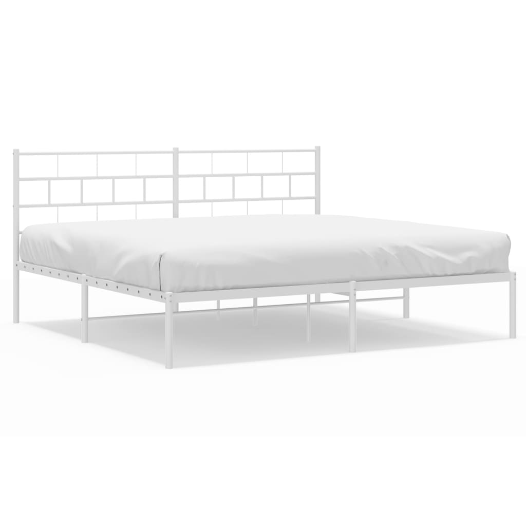 Cadre de lit métal sans matelas et tête de lit blanc 180x200 cm - XIOS
