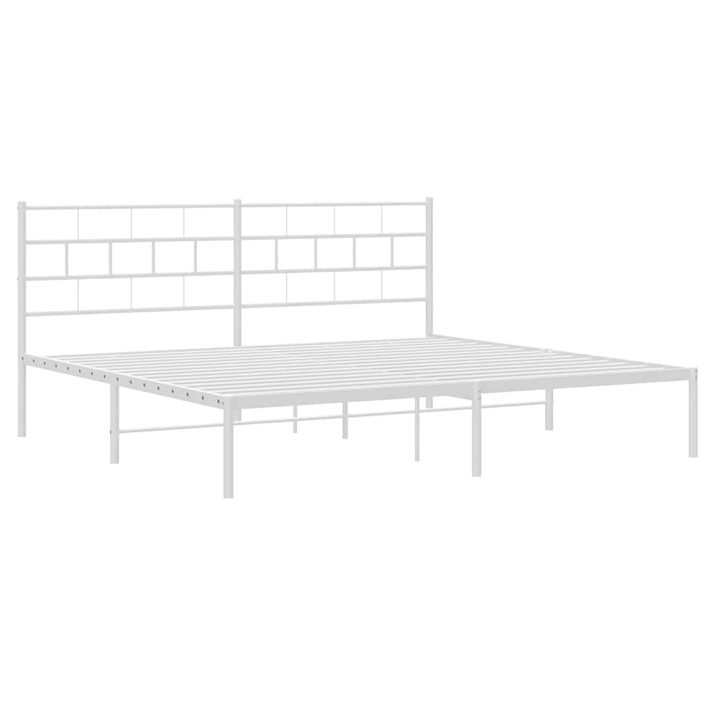 Cadre de lit métal sans matelas et tête de lit blanc 183x213 cm - XIOS
