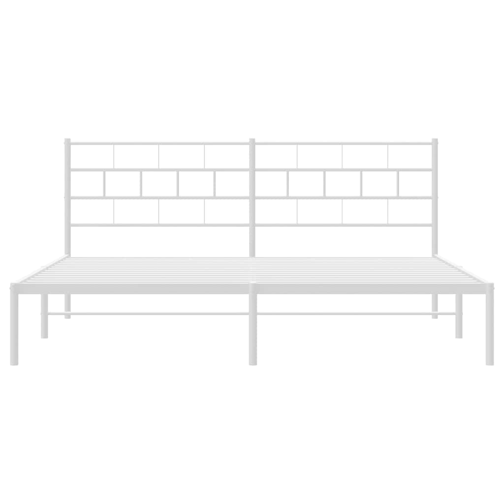 Cadre de lit métal sans matelas et tête de lit blanc 193x203 cm - XIOS