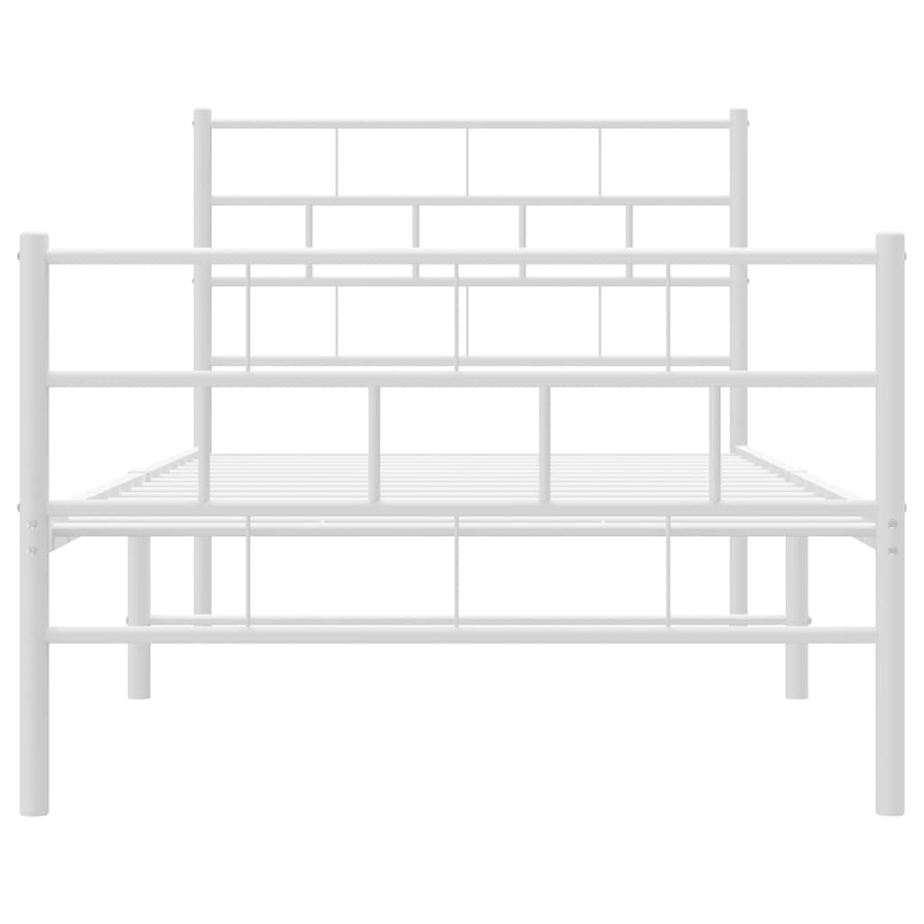 Cadre de lit métal sans matelas et pied de lit blanc 100x190 cm - XIOS