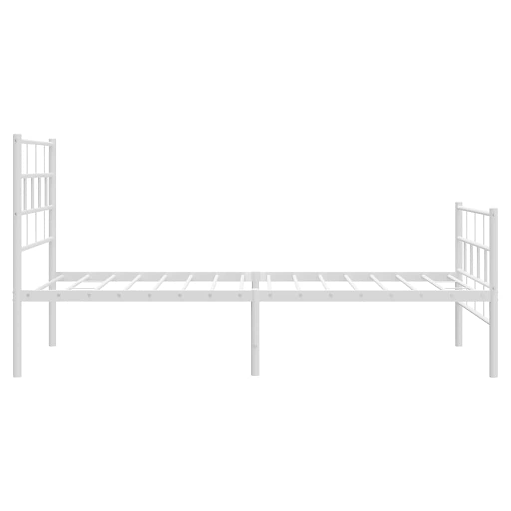 Cadre de lit métal sans matelas et pied de lit blanc 100x190 cm - XIOS