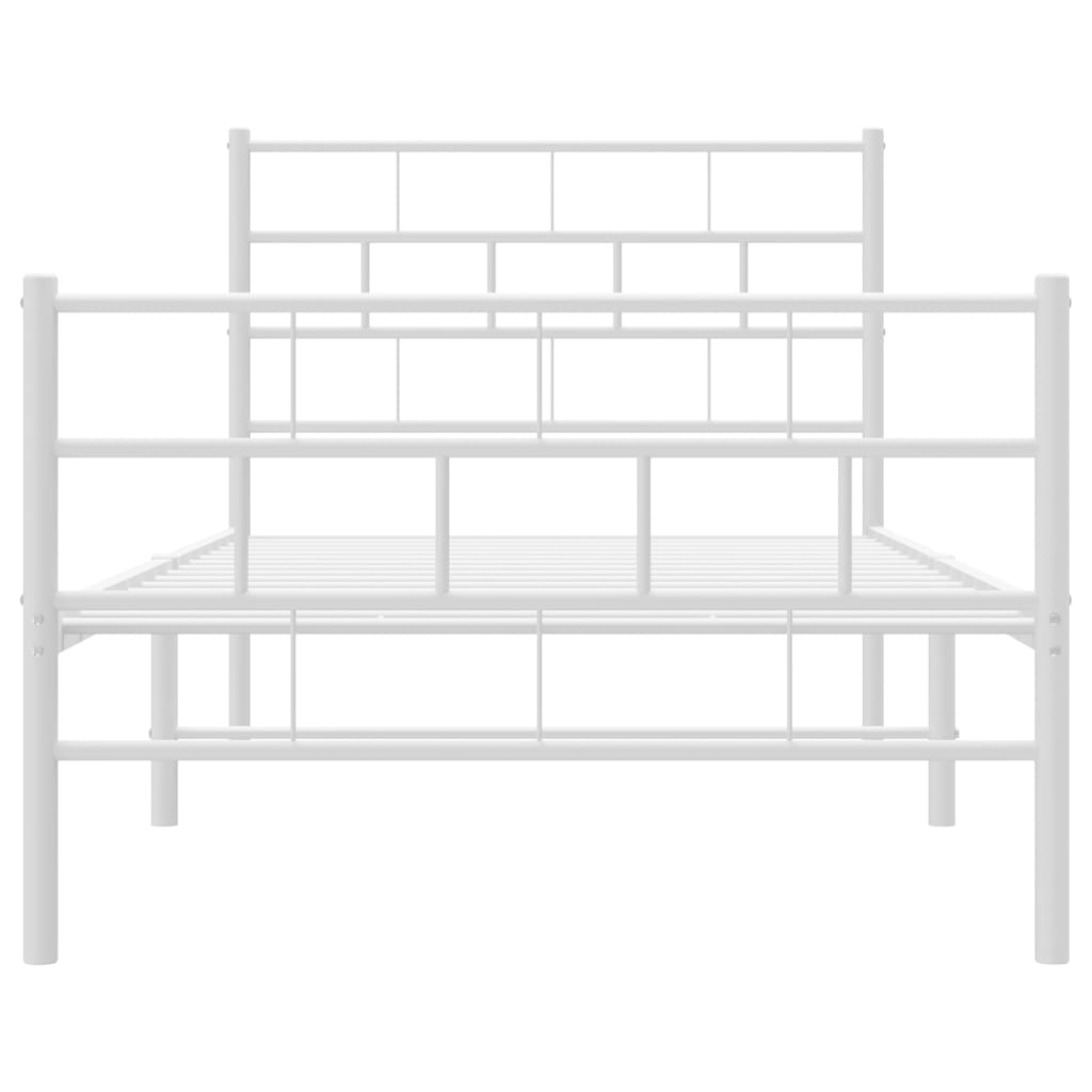 Cadre de lit métal sans matelas et pied de lit blanc 107x203 cm - XIOS