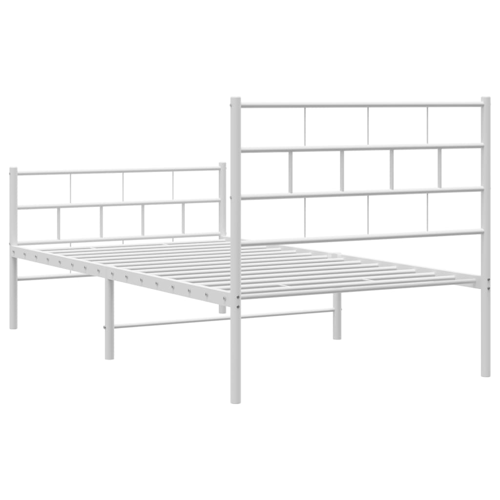 Cadre de lit métal sans matelas et pied de lit blanc 107x203 cm - XIOS