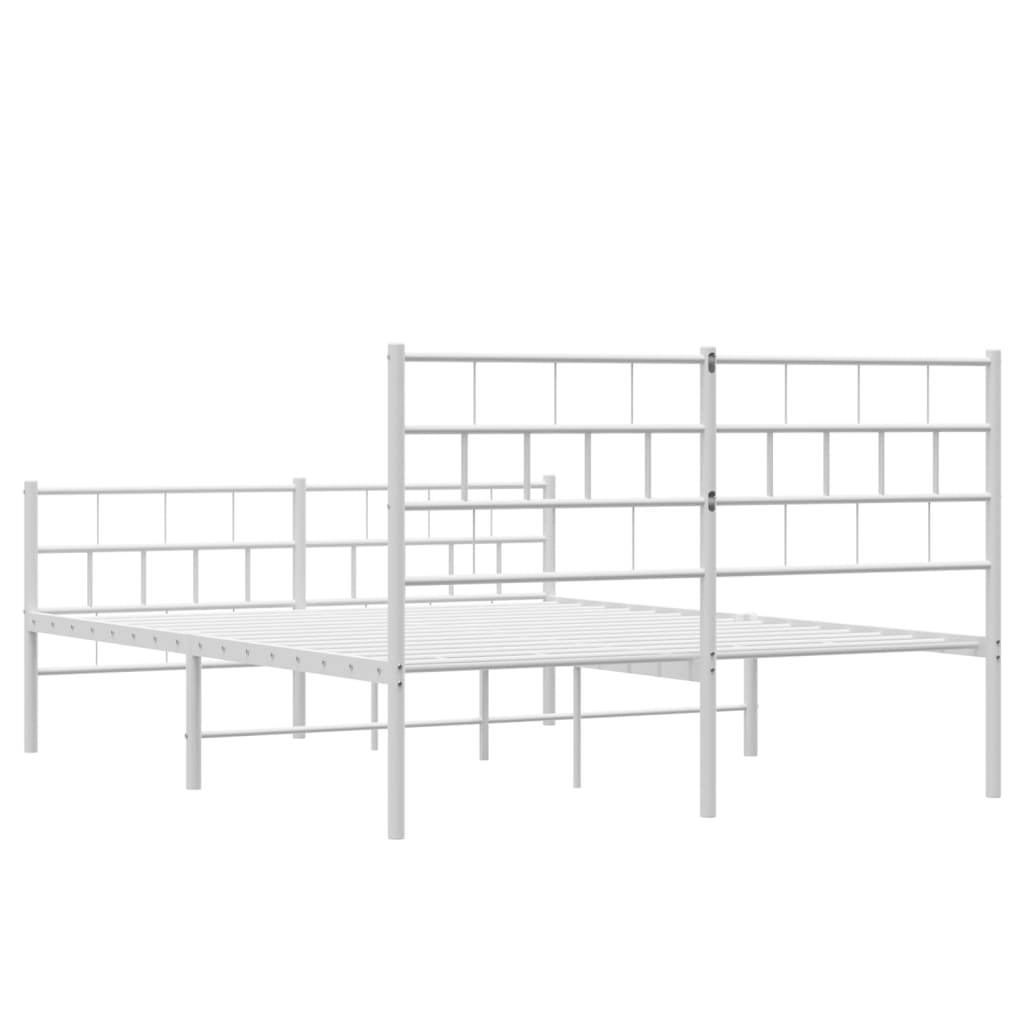 Cadre de lit métal sans matelas et pied de lit blanc 120x200 cm - XIOS