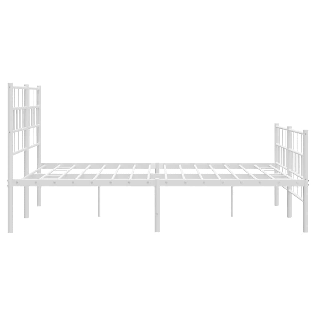 Cadre de lit métal sans matelas et pied de lit blanc 135x190 cm - XIOS