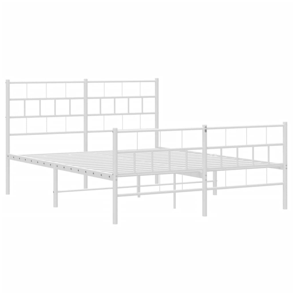 Cadre de lit métal sans matelas et pied de lit blanc 140x190 cm - XIOS