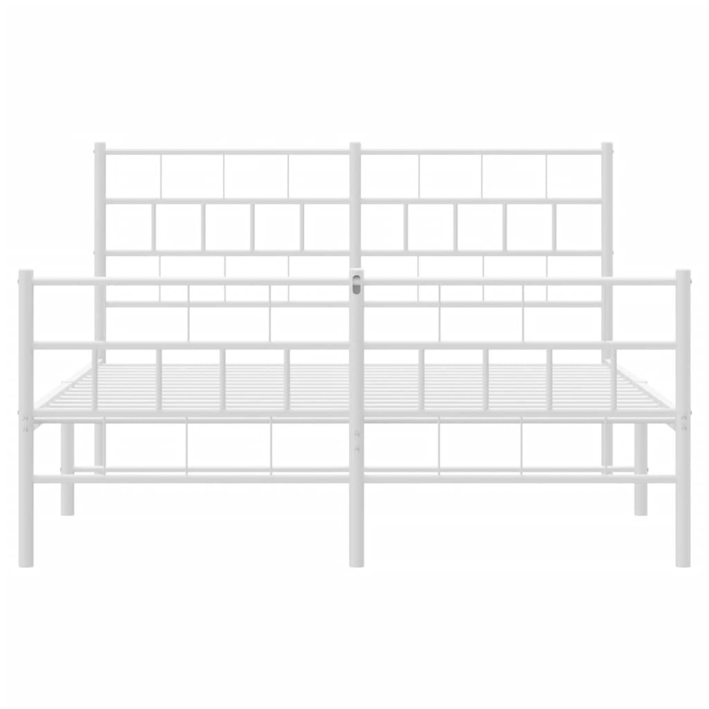 Cadre de lit métal sans matelas et pied de lit blanc 140x190 cm - XIOS