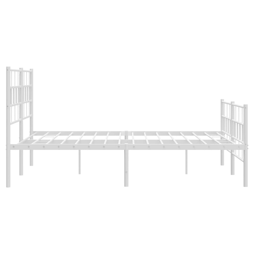 Cadre de lit métal sans matelas et pied de lit blanc 140x190 cm - XIOS